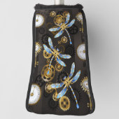 Steampunkdrachenfliegen auf braunem, gestreiften H Golf Headcover (Rotieren 90)