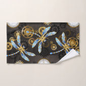 Steampunkdrachenfliegen auf braunem, gestreiften H Handtuch (Handtuch)