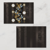 Steampunkdrachenfliegen auf braunem, gestreiften H Hinweiskarte (Vorne/Hinten)