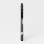 Steampunkdrachenfliegen auf braunem, gestreiften H iPhone Hülle (Linke Seite)