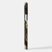 Steampunkdrachenfliegen auf braunem, gestreiften H iPhone Hülle (Rechte Seite)