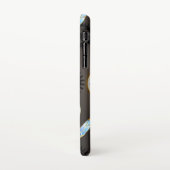 Steampunkdrachenfliegen auf braunem, gestreiften H iPhone Hülle (Linke Seite)