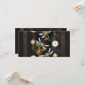 Steampunkdrachenfliegen auf braunem, gestreiften H Karte (Vorderseite/Rückseite Beispiel)