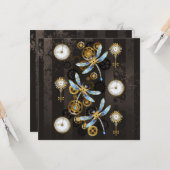 Steampunkdrachenfliegen auf braunem, gestreiften H Karte (Vorderseite/Rückseite Beispiel)