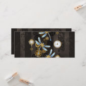 Steampunkdrachenfliegen auf braunem, gestreiften H Karte (Vorderseite/Rückseite Beispiel)