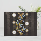 Steampunkdrachenfliegen auf braunem, gestreiften H Karte (Stehend Vorderseite)