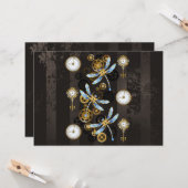 Steampunkdrachenfliegen auf braunem, gestreiften H Karte (Vorderseite/Rückseite Beispiel)