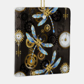 Steampunkdrachenfliegen auf braunem, gestreiften H Keramikornament (Rechts)