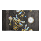 Steampunkdrachenfliegen auf braunem, gestreiften H Kissenbezug (Rückseite-Rechts)