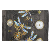 Steampunkdrachenfliegen auf braunem, gestreiften H Kissenbezug (Rückseite-Links)