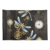 Steampunkdrachenfliegen auf braunem, gestreiften H Kissenbezug (Rückseite-Rechts)