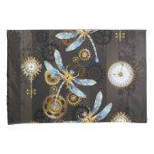 Steampunkdrachenfliegen auf braunem, gestreiften H Kissenbezug (Vorderseite-Rechts)