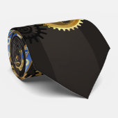 Steampunkdrachenfliegen auf braunem, gestreiften H Krawatte (Gerollt)