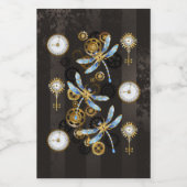 Steampunkdrachenfliegen auf braunem, gestreiften H Lebensmitteletikett (Einzelnes Label)