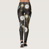 Steampunkdrachenfliegen auf braunem, gestreiften H Leggings (Rückseite)