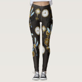 Steampunkdrachenfliegen auf braunem, gestreiften H Leggings (Vorderseite)