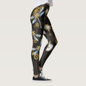 Steampunkdrachenfliegen auf braunem, gestreiften H Leggings (Rechts)