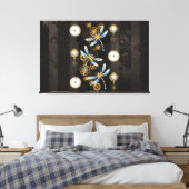 Steampunkdrachenfliegen auf braunem, gestreiften H Leinwanddruck (Insitu (Schlafzimmer))