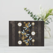 Steampunkdrachenfliegen auf braunem, gestreiften H Menükarte (Stehend Vorderseite)