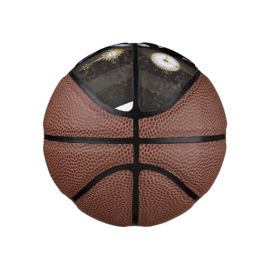 Steampunkdrachenfliegen auf braunem, gestreiften H Mini Basketball (Rechts)