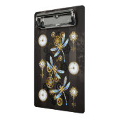 Steampunkdrachenfliegen auf braunem, gestreiften H Mini Klemmbrett (Gewinkelt2)