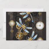 Steampunkdrachenfliegen auf braunem, gestreiften H Mitteilungskarte (Vorderseite)