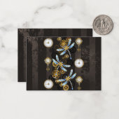 Steampunkdrachenfliegen auf braunem, gestreiften H Mitteilungskarte (Vorderseite/Rückseite Beispiel)