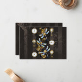 Steampunkdrachenfliegen auf braunem, gestreiften H Mitteilungskarte (Vorderseite/Rückseite Beispiel)