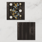 Steampunkdrachenfliegen auf braunem, gestreiften H Mitteilungskarte (Vorne/Hinten)