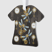 Steampunkdrachenfliegen auf braunem, gestreiften H Ornament (Vorderseite)