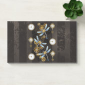 Steampunkdrachenfliegen auf braunem, gestreiften H Post-it Klebezettel (Büro)