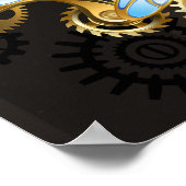 Steampunkdrachenfliegen auf braunem, gestreiften H Poster (Ecke)