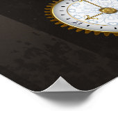 Steampunkdrachenfliegen auf braunem, gestreiften H Poster (Ecke)