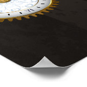 Steampunkdrachenfliegen auf braunem, gestreiften H Poster (Ecke)