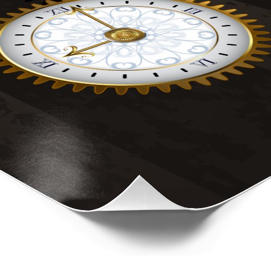 Steampunkdrachenfliegen auf braunem, gestreiften H Poster (Ecke)