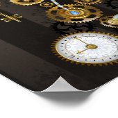 Steampunkdrachenfliegen auf braunem, gestreiften H Poster (Ecke)