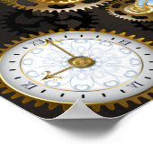 Steampunkdrachenfliegen auf braunem, gestreiften H Poster (Ecke)