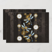 Steampunkdrachenfliegen auf braunem, gestreiften H Programm (Vorne/Hinten)