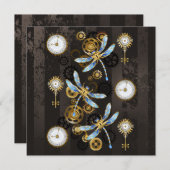 Steampunkdrachenfliegen auf braunem, gestreiften H Programm (Vorne/Hinten)