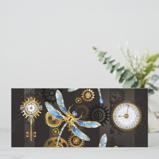 Steampunkdrachenfliegen auf braunem, gestreiften H Programm (Stehend Vorderseite)