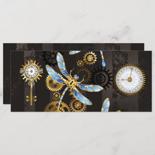 Steampunkdrachenfliegen auf braunem, gestreiften H Programm (Vorne/Hinten)