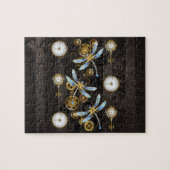 Steampunkdrachenfliegen auf braunem, gestreiften H Puzzle (Horizontal)