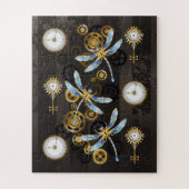 Steampunkdrachenfliegen auf braunem, gestreiften H Puzzle (Vertikal)