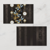 Steampunkdrachenfliegen auf braunem, gestreiften H Rabattkarte (Vorne/Hinten)