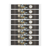 Steampunkdrachenfliegen auf braunem, gestreiften H Rundum-Adressaufkleber (Bogen)