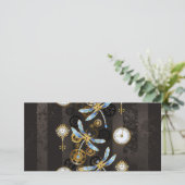 Steampunkdrachenfliegen auf braunem, gestreiften H Save The Date (Stehend Vorderseite)