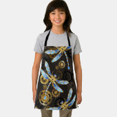 Steampunkdrachenfliegen auf braunem, gestreiften H Schürze (Insitu)