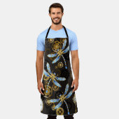 Steampunkdrachenfliegen auf braunem, gestreiften H Schürze (Getragen)