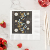 Steampunkdrachenfliegen auf braunem, gestreiften H Serviette (Beispiel)