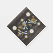 Steampunkdrachenfliegen auf braunem, gestreiften H Serviette (Ecke)